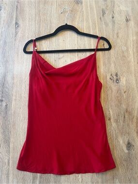 Vintage 90s Ghost London Red Cowl Neck Camisole Top Sz S